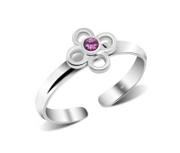 Toe Ring Flower Shaped with Stone TR-135